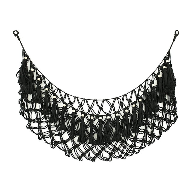 Soft Toy Net Hammock Storage Holder Large Capacity Easy to Hang Woven Rope Plush Black