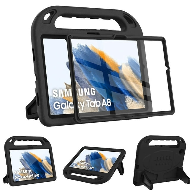 SUPNICE Kids Case with Built-in Screen Protector for Samsung Galaxy Tab A8 10.5" 2022 (Model SM-X200/X205/X207), Shockproof Handle Stand Protective Case for Samsung Tab A8 10.5 Inch 2022, Black
