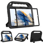 SUPNICE Kids Case with Built-in Screen Protector for Samsung Galaxy Tab A8 10.5" 2022 (Model SM-X200/X205/X207), Shockproof Handle Stand Protective Case for Samsung Tab A8 10.5 Inch 2022, Black
