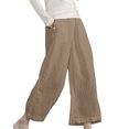 thumbnail image 2 of RKSTN Womens Pants Multiple Solid Color Cotton Linen Loose Casual Wide Leg Capris Loose Comfortable Pants, 2 of 5