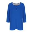 thumbnail image 4 of FAIWAD T-Shirts Surdimensionnés pour Femmes Manches 3/4 Hauts à Boutons Décoratifs Mignons Col Rond T-Shirts Basiques de Bureau Blouses, 4 of 4