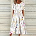 thumbnail image 1 of YUNAFT Robes pour Femmes Liquidation Robes d'Été Décontractées pour Femmes Col Rond Manches Courtes Fermeture Éclair Pliantes à Imprimé Floral Soldes, 1 of 8