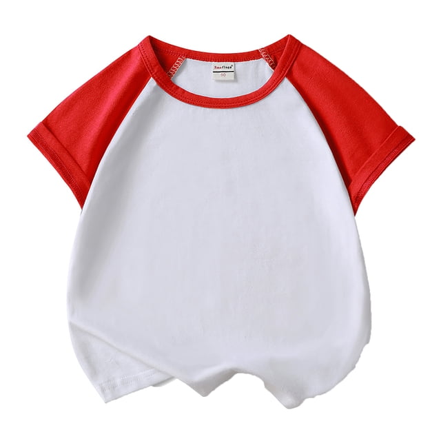 MIASHUI Kids Boys Girls Tees T-Shirts Short Sleeve Basic Layering Tops,Red,8-9 Years