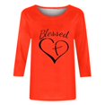thumbnail image 5 of Penkiiy Hauts à Manches 3/4 pour Femmes avec Imprimés de Cœurs, Col Rond, Tunique de la Saint-Valentin, T-Shirts, Blouse, m, Orange, 5 of 5