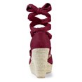 thumbnail image 4 of BLISSFUL STEP Women's Shoes Lace Up Espadrilles Platform Wedge Sandals Burgundy 10, 4 of 7