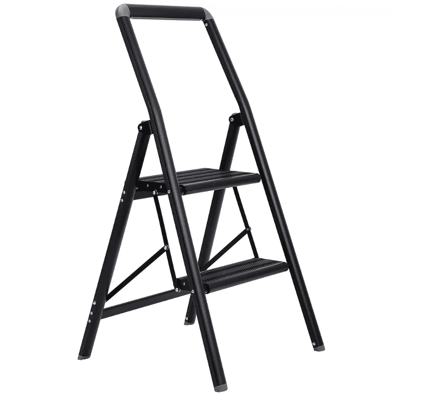 afeifafa-2 Step Slim Aluminum Step Ladder - Black