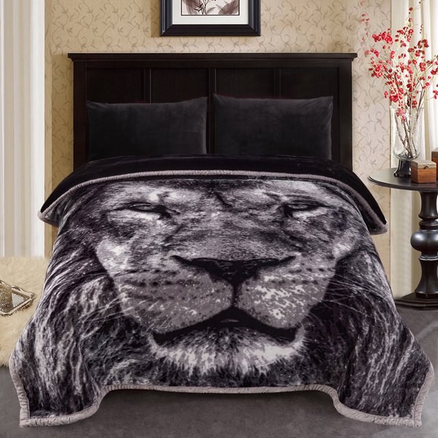 Thick Warm Winter Fleece Blanket For King Bed 2 Ply Reversible Soft Raschel Blanket,85"x93",10lb