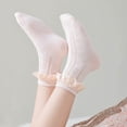 thumbnail image 4 of fatyb Girls Lace Ruffle Socks Cotton Dance Eyelet Crew Socks for Kids Cute Breathable Mesh Dress Socks, 4 of 6