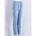 thumbnail image 3 of Womens Elastic Waist Pencil Stretch Denim Skinny Drawstring Jeans Pants Trousers, 3 of 5
