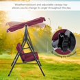 thumbnail image 4 of 3-Seater Outdoor Porch Swing with Adjustable Canopy, Patio Swing Chair for Garden, Poolside, Backyard, Wine Red, 4 of 7