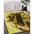 thumbnail image 3 of Ahgly Company Tapis d'Intérieur Lavables en Machine, Carrés de Transition, Jaune Vif, 6' Carré, 3 of 7