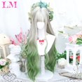 thumbnail image 4 of LM Silver White Gradient Green Synthetic Wigs With Bangs for Women Long Wavy Hair Wig Natural Cosplay Party Heat Resistant, 4 of 7