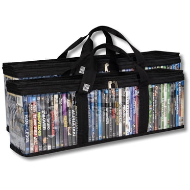 Made Easy Kit Blu-ray Media Storage Bag Case - Clear PVC Organizer With Triple-Stitched Handles, Dividers - Stackable, Space-Saving - Fits 42 Standard Cases