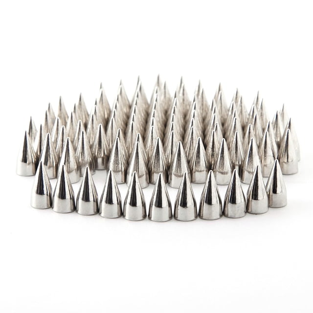100 Pcs Pointes Coniques en Métal 7*9 mm à Vis, Clous Vissés, Bricolage en Cuir, Rivets Style Punk (Argent)