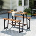 thumbnail image 4 of Gymax Outdoor Picnic Table for 4 Acacia Wood Rectangular Picnic Table w/ 2 Built-in Benches, 4 of 10