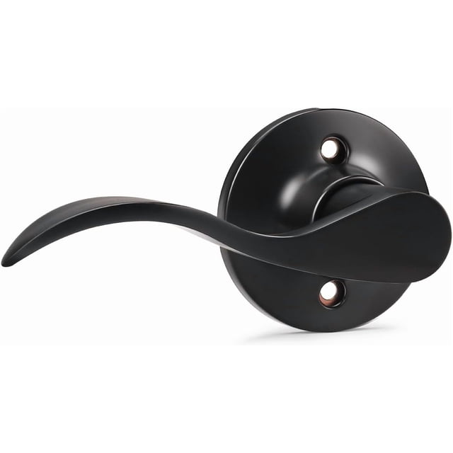 Poignée de Porte d'Intimité Intérieure avec Serrure, Levier de Porte Mat pour Salle de Bain et Chambre, Poignée de Porte Style Vague, Intérieur, Mat, Réversible, Verrouillage Sans Clé