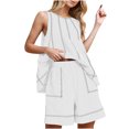thumbnail image 1 of Womens Two Piece Lounge Set Summer Vacation Outfits Patchwork Sleeveless Tank Top and Shorts Sets with Pockets, 1 of 8