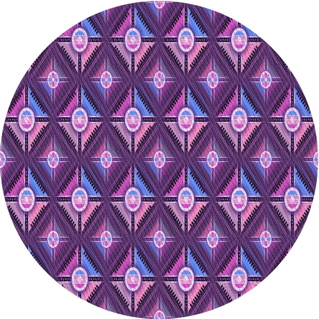 Ahgly Company Tapis Rond Lavable en Machine Intérieur Transitionnel Violet, 3 Pieds Rond