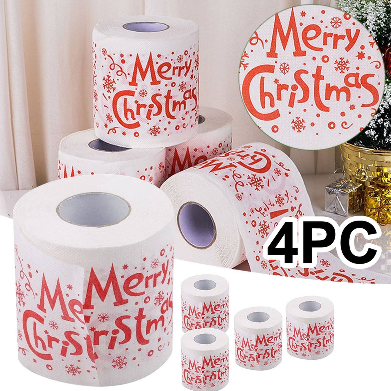 KITTEHIGM Christmas Decoration Christmas pattern color toilet paper Santa Christmas tree printed tissue Daily Deals Clearance Sales Today #62