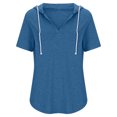 thumbnail image 3 of Timegard Womens Tops V Neck Short Sleeve Drawstring Hoodies Pullover Tee Comfy Summer Casual Tunic Tops, 3 of 5