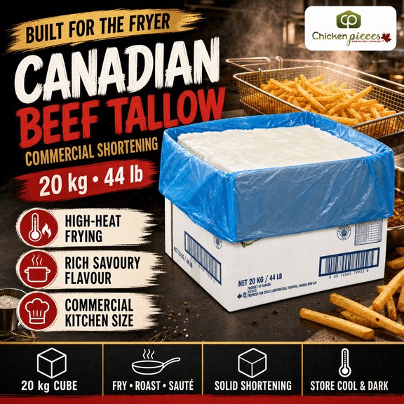 Canadian Beef Tallow Shortening Cube, Bulk Food Service, 20 kg (44 lbs) – High-Quality Cooking Fat