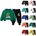 thumbnail image 1 of Pisexur Ensemble de Vêtements d'Automne pour Bébés Filles Garçons 2 Pcs Mode Décontractée Imprimé Mignon Manches Longues Col Rond Chandails en Molleton et Pantalons de Survêtement Ensemble de Survêtement pour Enfants Filles Garçons 3-8 Ans, 1 of 4
