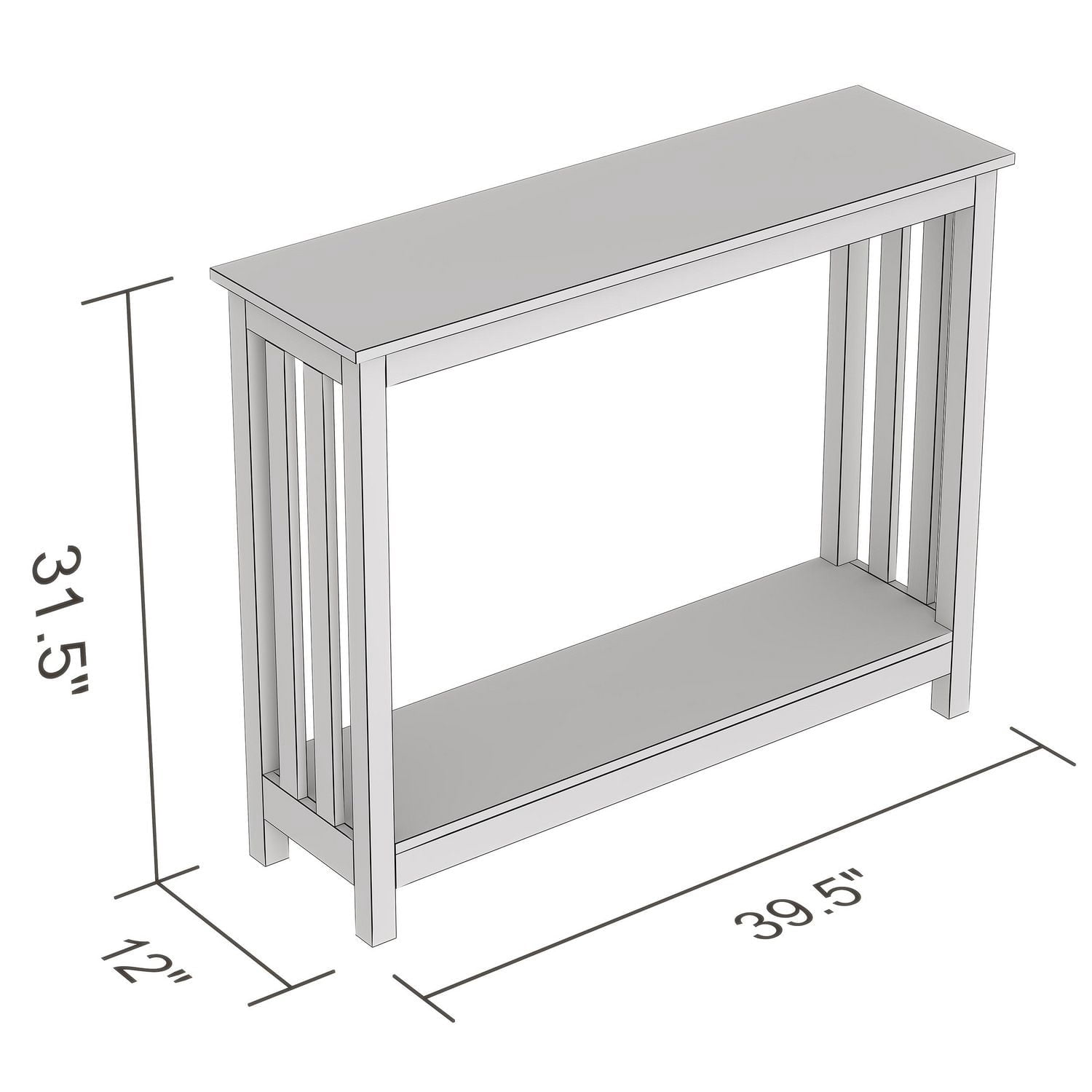 Safdie & Co. Entryway Console Sofa Couch Accent Table 39in L White with 1 Shelf for Living Room