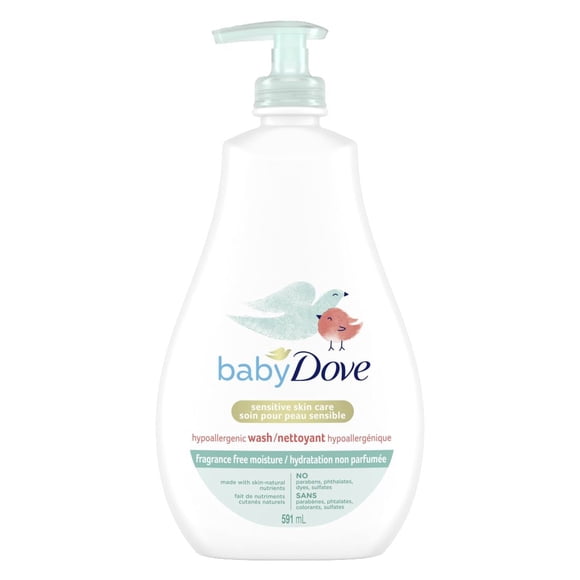 Baby Dove Nettoyant Hypoallergénique Soin pour Peau Sensible Non Parfumé, 591 ml