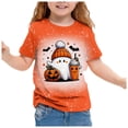 thumbnail image 1 of GDREDA T-Shirt à Manches Courtes Imprimé d'Halloween Mignon pour Filles, Col Rond Décontracté, Haut pour les Festivités d'Automne, Blanc, 8-9 Ans, 1 of 4