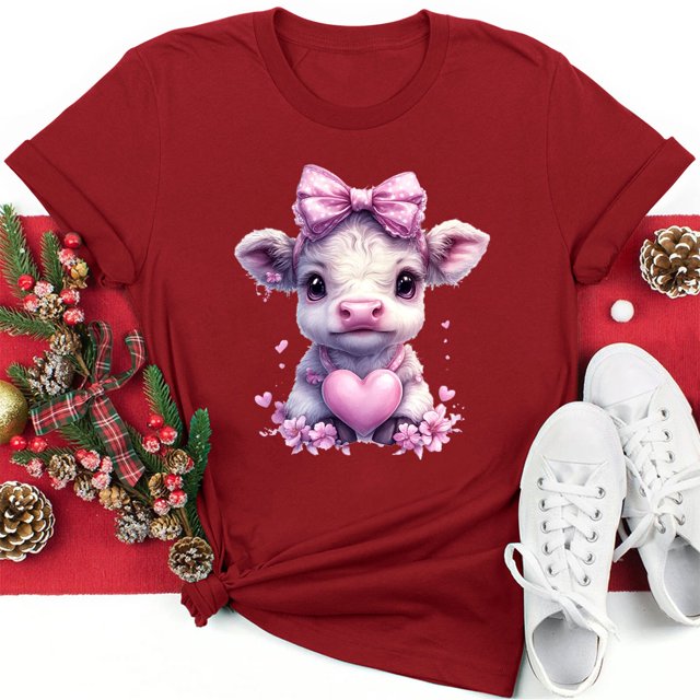 Meichang T-Shirts Graphiques pour Femmes, T-Shirts de la Saint-Valentin, Imprimé Amour Doux, Manches Courtes, Col Rond, Chandail Ample, Hauts de Vacances Décontractés
