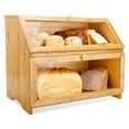 thumbnail image 1 of HOMEKOKO Double Layer Large Bread Box for Kitchen Counter, Wooden Large Capacity Bread Storage Bin (Natural Bamboo), 1 of 2