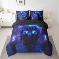 thumbnail image 2 of Gothi Sugar Skull Bed In A Bag Smog Skeleton Comforter Set King,Extoic Butterfly Painting 7 Pieces Bedding Set Kids Goth Bone Sheet Set,Blue, 2 of 5
