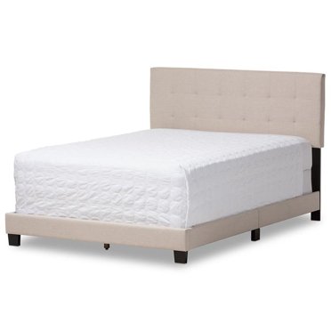 Baxton Studio Lit à Panneaux Grand Brookfield Capitonné, Beige