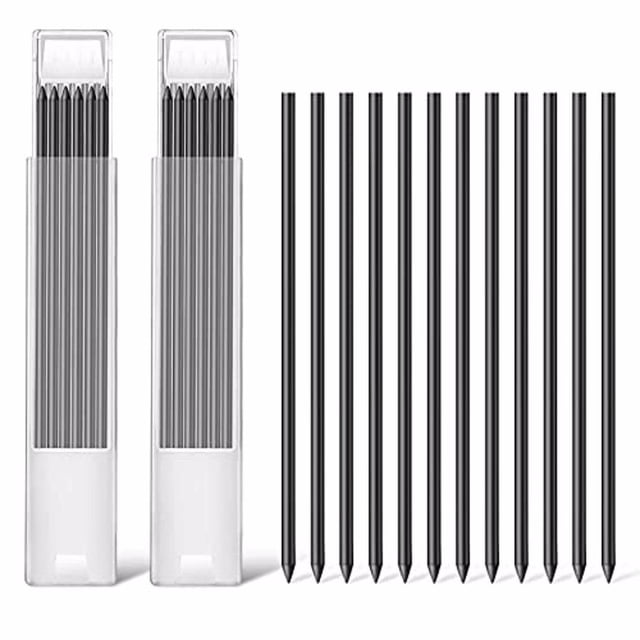 Transemion 12Pcs Carpenter Mark Pencil Refill Replacement Mechanical Pencils Refill Type 0