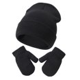 thumbnail image 1 of FAOWME Baby Knitted Hat And Glove Set Versatile Solid Color Fall Children Wool Pullover Hat Black S, 1 of 2