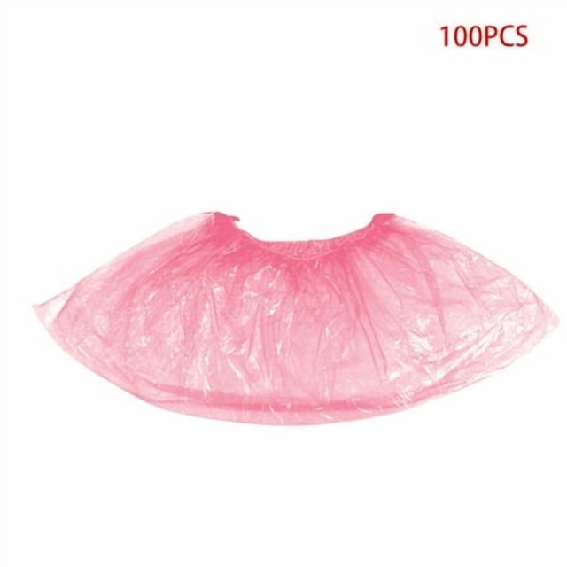 100 Pcs/bag Shoes Covers Dust-proof Plastic Shoes Protectors Waterproof Boot Covers for Outdoor Riding, Pink