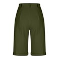 thumbnail image 4 of Yanlir Women's Summer Solid Color Zipper Button Pockets Shorts Solid Color Elastic Waist Knee Length Half Short Pants, 4 of 6
