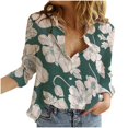thumbnail image 3 of Pompotops Femmes Mode Imprimé Décontracté Manches Longues T-shirt Blouse en Lin Hauts Liquidation, 3 of 5