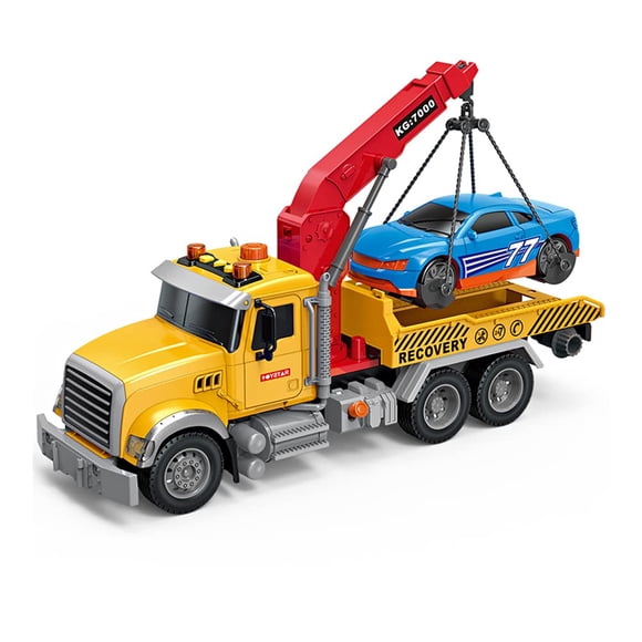 15" Large Rescue Tow Truck Toy, 1:18 Scale Realistic Vehicle for Boys 4+ Years, Functional Winch & Working Features, Durable Play Set