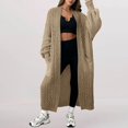 thumbnail image 2 of Comdrip Long Cardigans for Women! Long Cardigans for Women Open Front Cable Knit Cardigan Open Front Oversized Draped Sweater Outerwear Fall Cardigans for Women Khaki M, 2 of 4