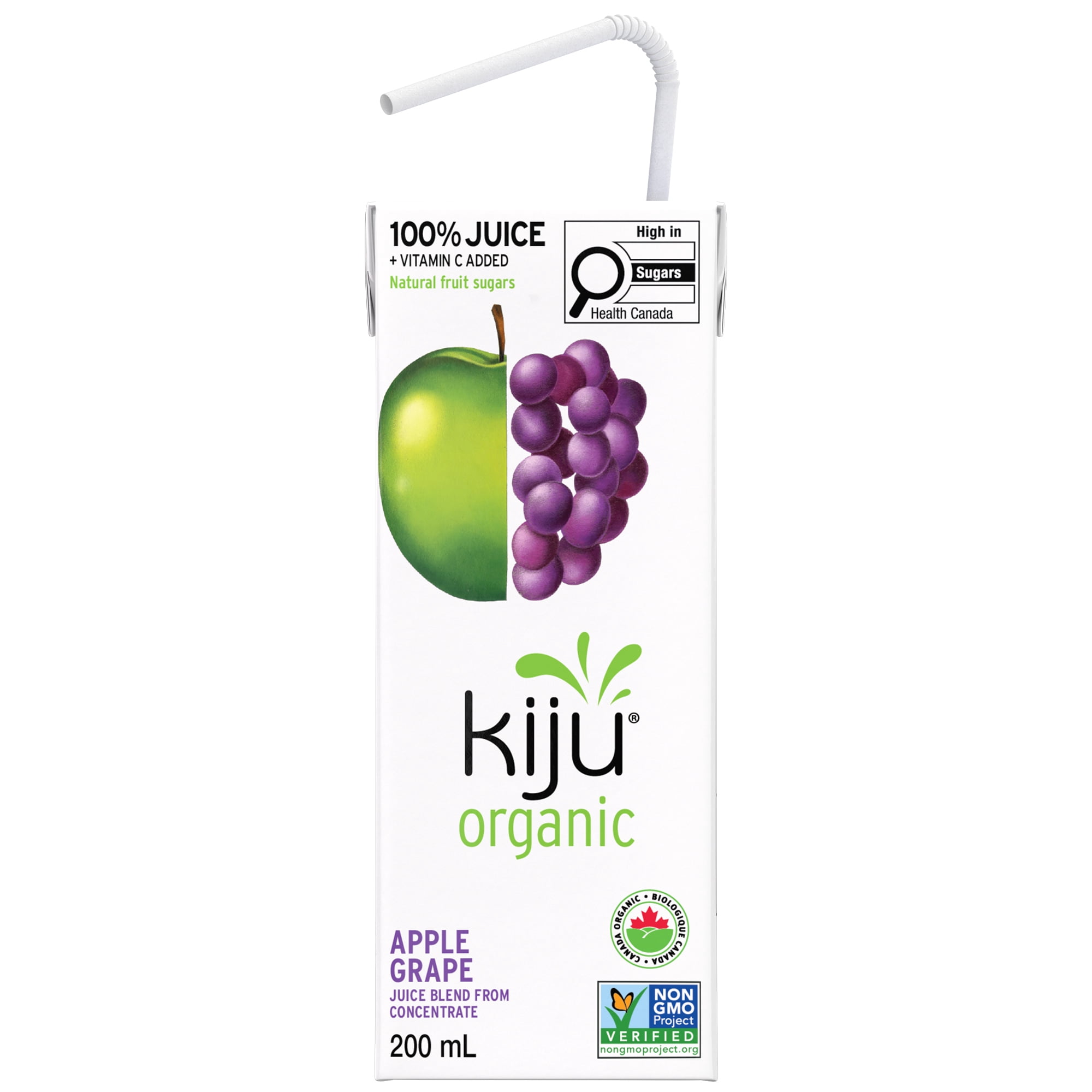 Kiju Boîtes de Jus de Fruits Biologiques Pomme Raisin 4X200ML