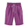 thumbnail image 2 of PEZHADA Shorts Décontractés d'Été en Coton et Lin pour Femme, Violet, G, 2 of 6