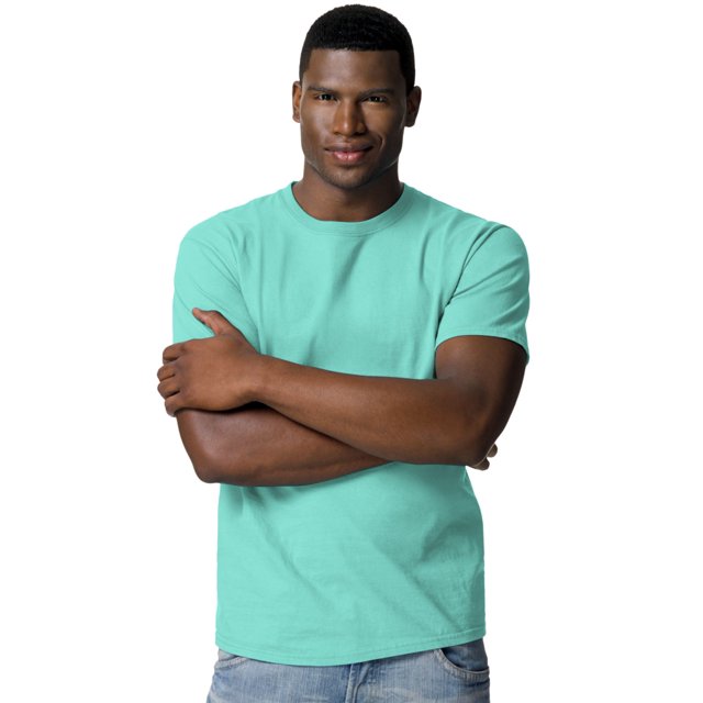 Hanes TAGLESS Men`s T-Shirt - Best-Seller, S, Clean Mint