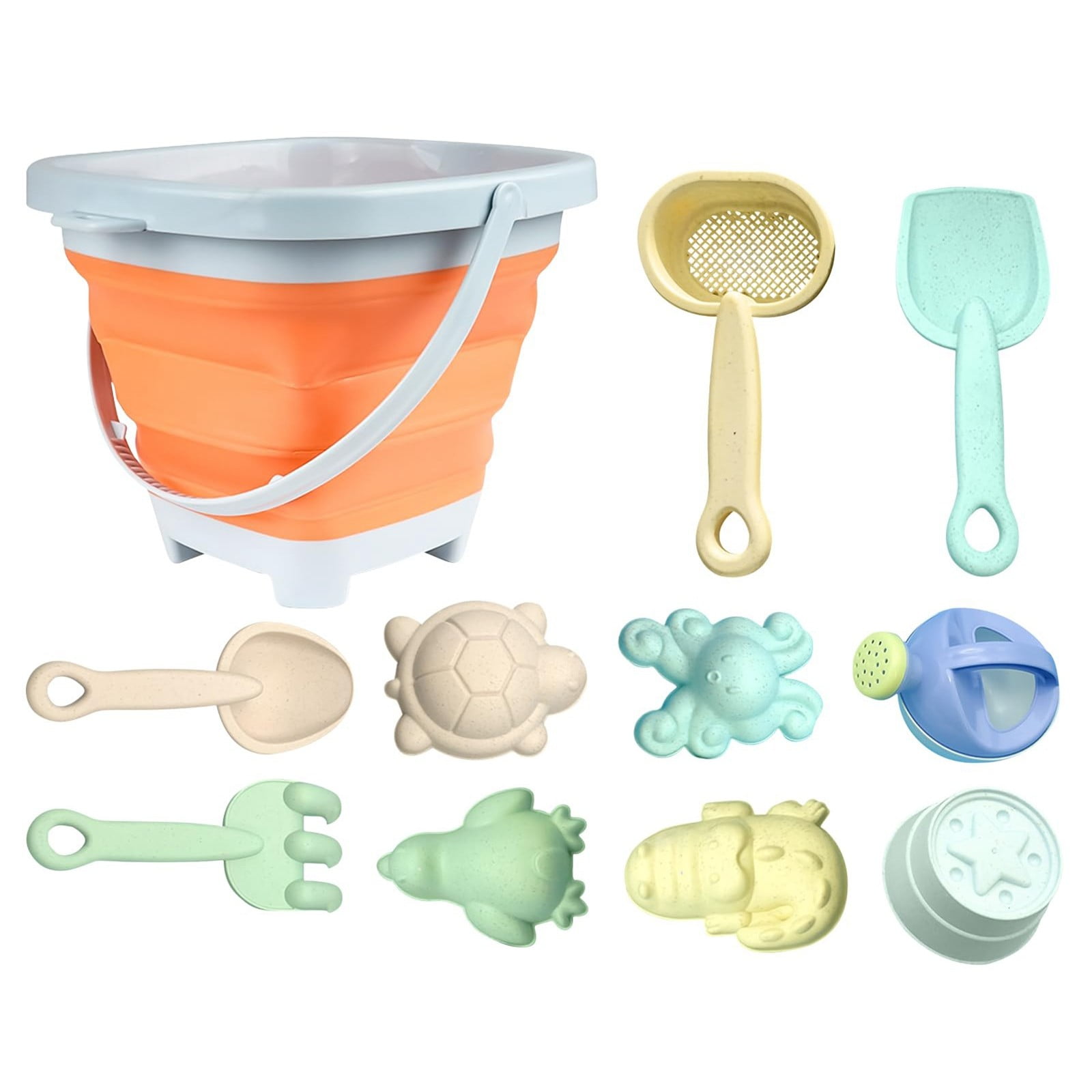 25 Pièces De Plage En Silicone – Kit Sable Avec Seau Pliant Et Sac De Rangement – Couleurs Macaron – Pour Enfants 1 à 5 Ans