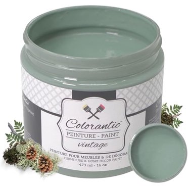 Colorantic / Mousse Boréale Peinture à la Craie à Base pour Meubles Bricolage - Vert Moyen - 16 oz