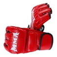 thumbnail image 4 of Almencla Gants Mma Demi-Doigt Paumes Ouvertes Mitaines d'Entraînement Gants de Kickboxing Gants de Boxe Rouge, 4 of 6