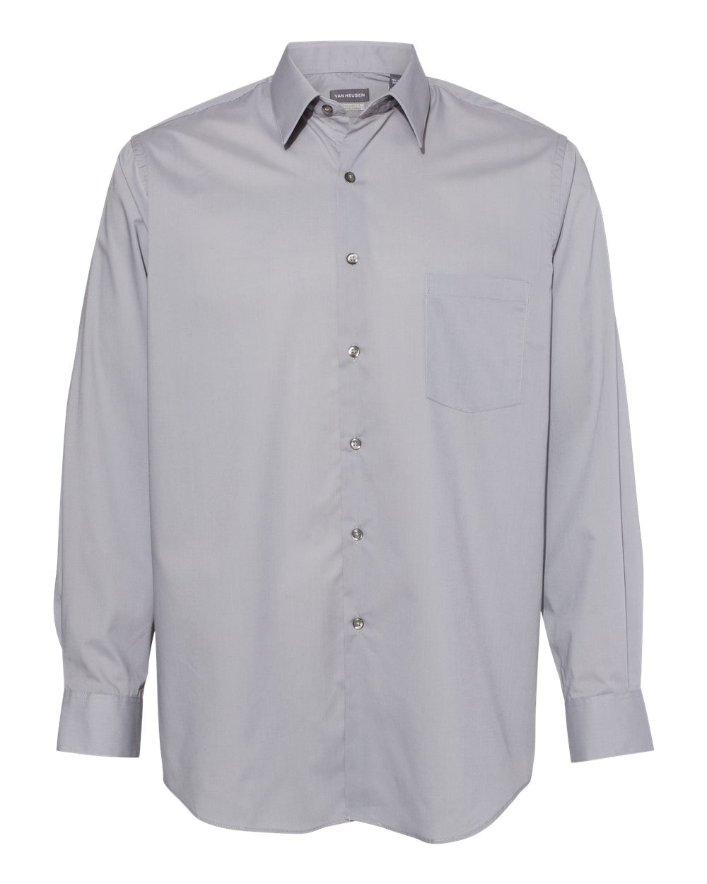 Van Heusen Mens Broadcloth Point Collar Solid Shirt, S, Grey