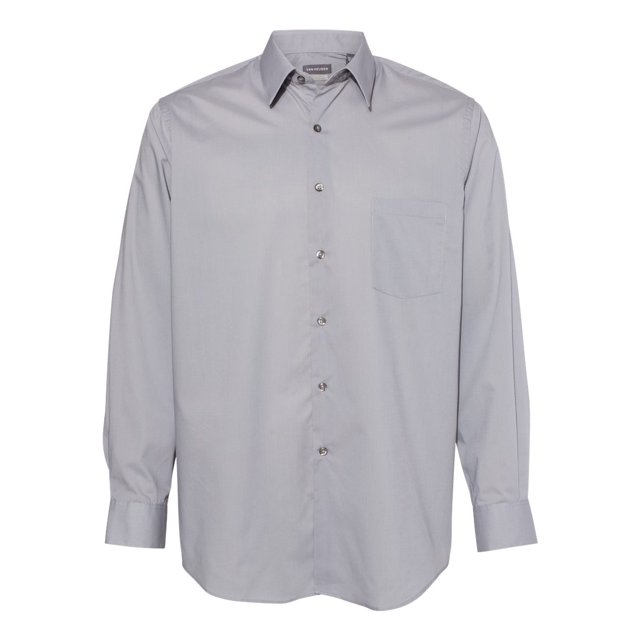 Van Heusen Mens Broadcloth Point Collar Solid Shirt, S, Grey