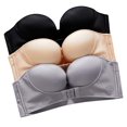 thumbnail image 1 of HNMKIU Workout Bras Womens 3PCS Solid Color Strapless Non Adjustment Rimless Dress Bra F Cup Black+Gray+Beige, 1 of 4