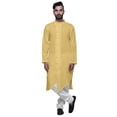 thumbnail image 4 of Atasi Kurta pour Homme en Coton Slub Uni à Boutons, Manches Longues, Tenue de Fête Indienne, 4 of 5
